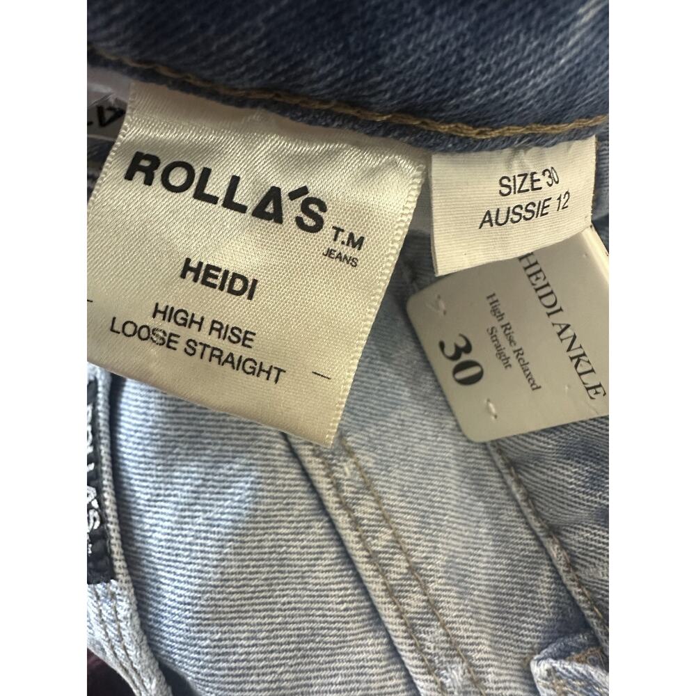 NWT Rollas Heidi Ankle Old Stone Jeans Blue Denim Distressed High Rise Size 30 - Picture 8 of 16